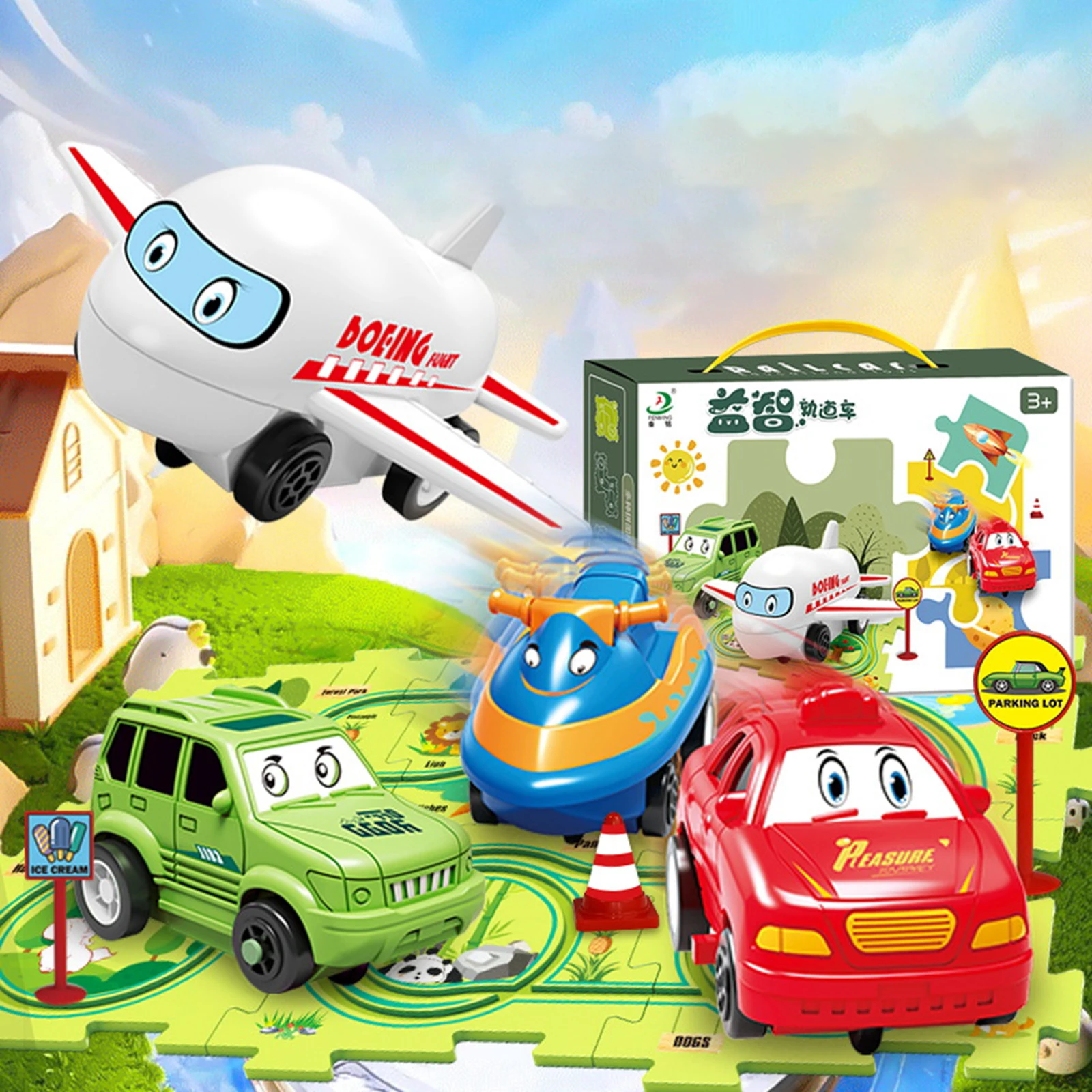 Board Game Race Track - Montessori Elektryczna Torba z Samochodami na