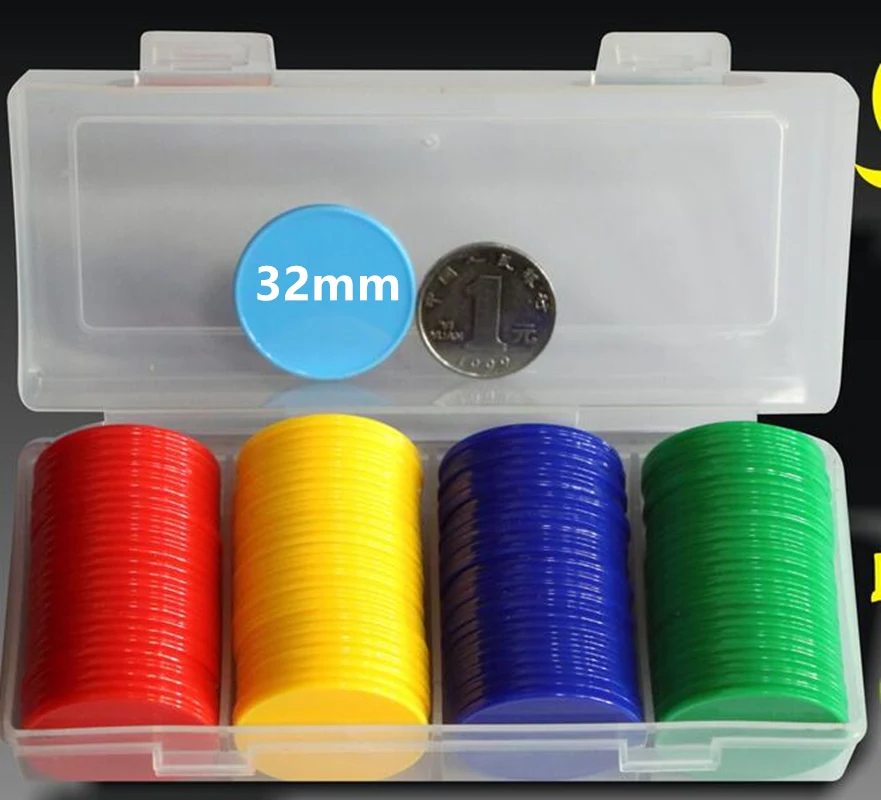 Board Game With Chips - 32 MM 100 sztuk z pudełkiem
